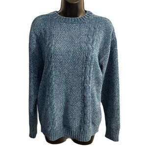 NWT Women's Blue Crew Neck cable knit Sweater